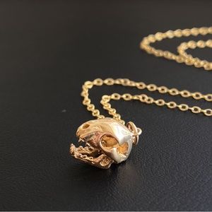 Cat Skull Necklace Gold Filled, Cat Jewelry, Skull Jewelry,Feline Jewelry